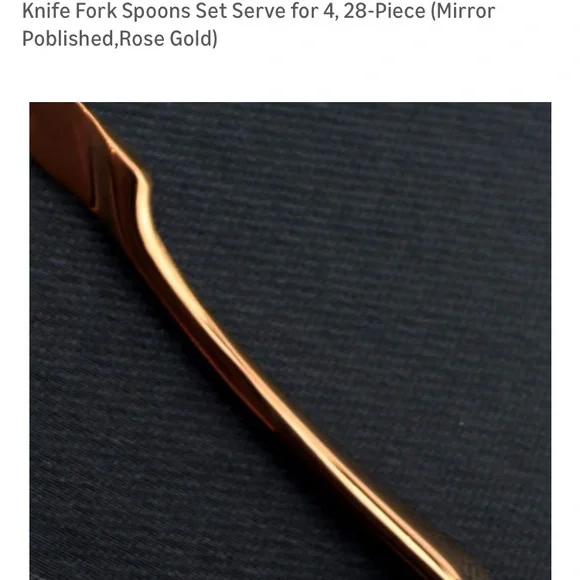 Elegant Rose Gold Flatware Set - 28-Piece - Picture 12 of 13